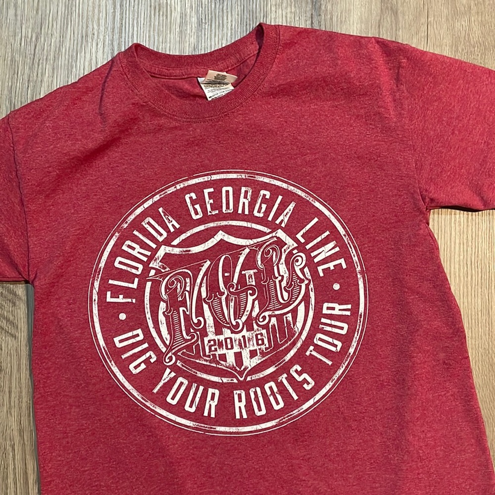 Men Florida Georgia Line Short Sleeve Red Shirt Medium